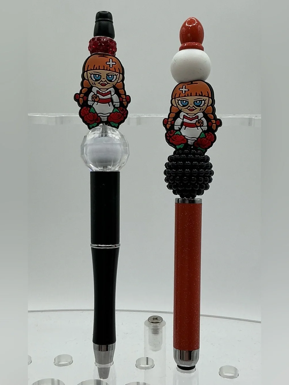 PEN AND STLUS SET ANNABELLE DOLL FROM MOVIE HANDMADE DECORATIVE BEADED